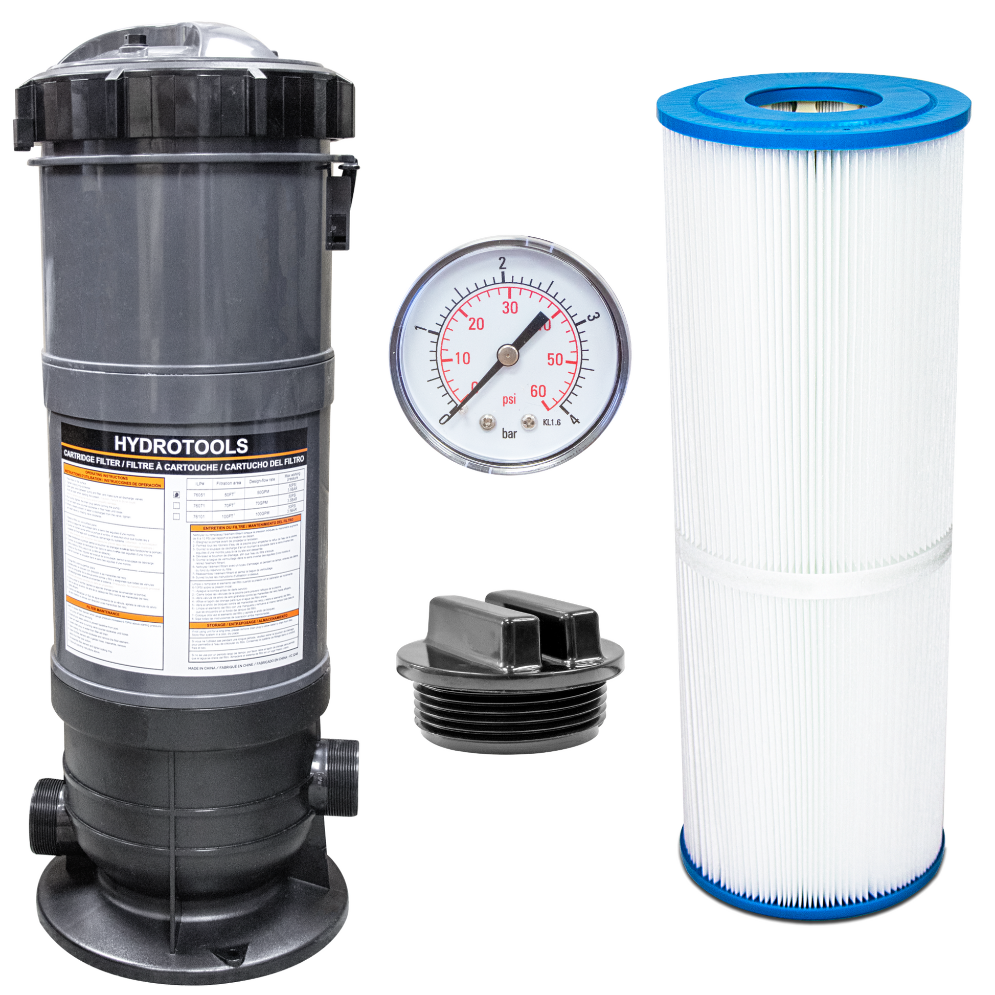 Swimline Sure-Flo 76050 above ground cartridge filter tank, 50 sq ft, with cartridge element
