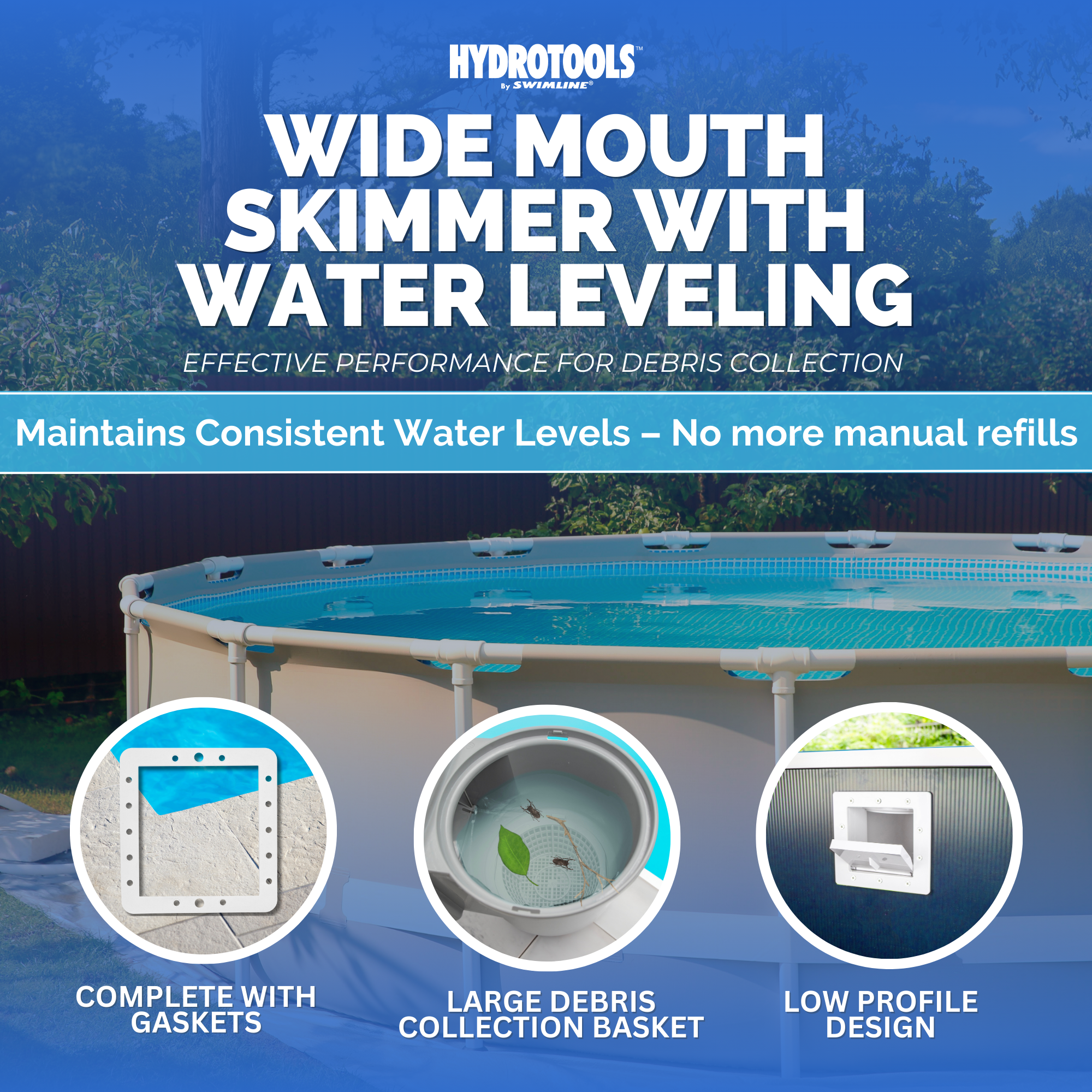 Wide Mouth Thru-Wall Pool Skimmers | White, Grey, Pre-Assembled & Water-Leveling