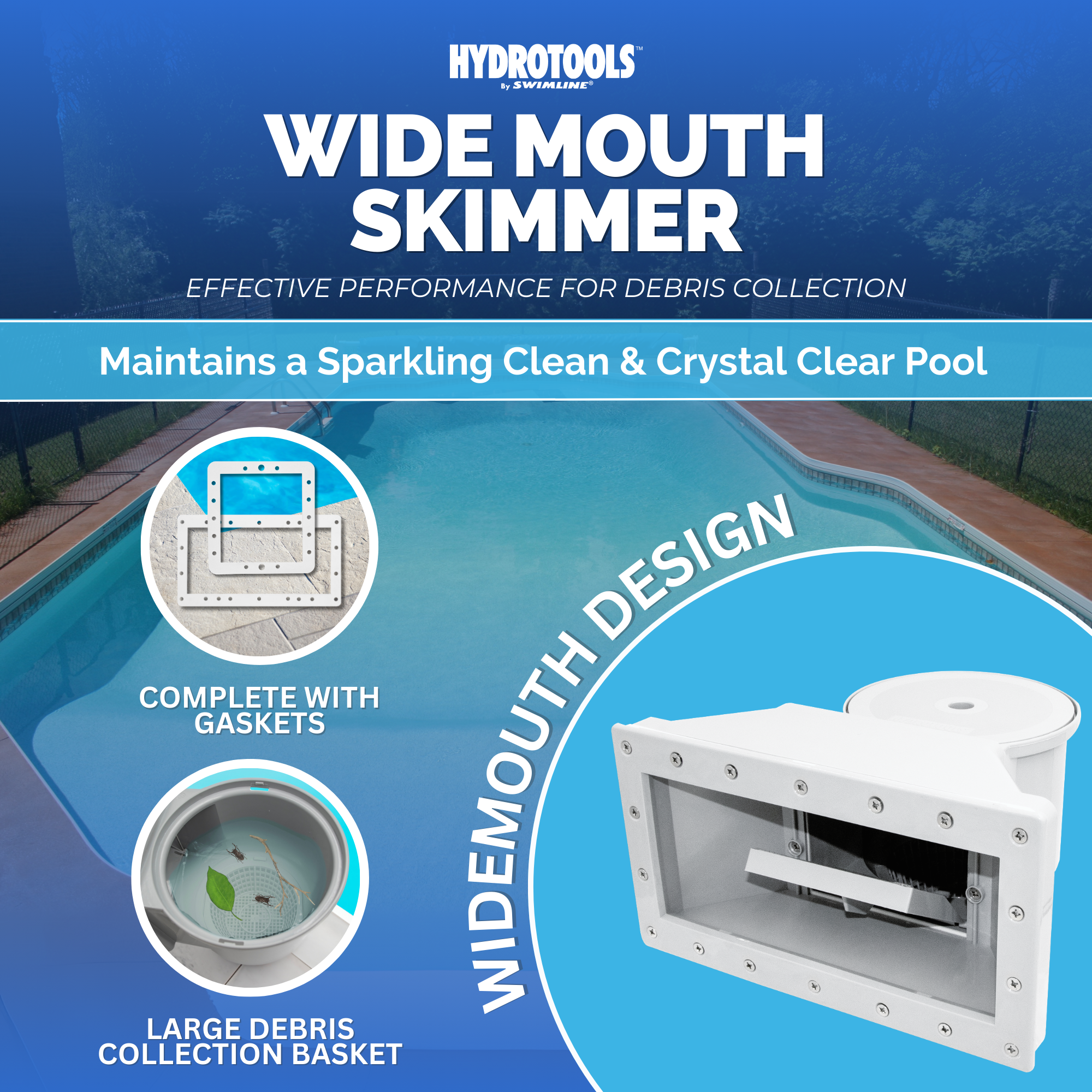 Wide Mouth Thru-Wall Pool Skimmers | White, Grey, Pre-Assembled & Water-Leveling