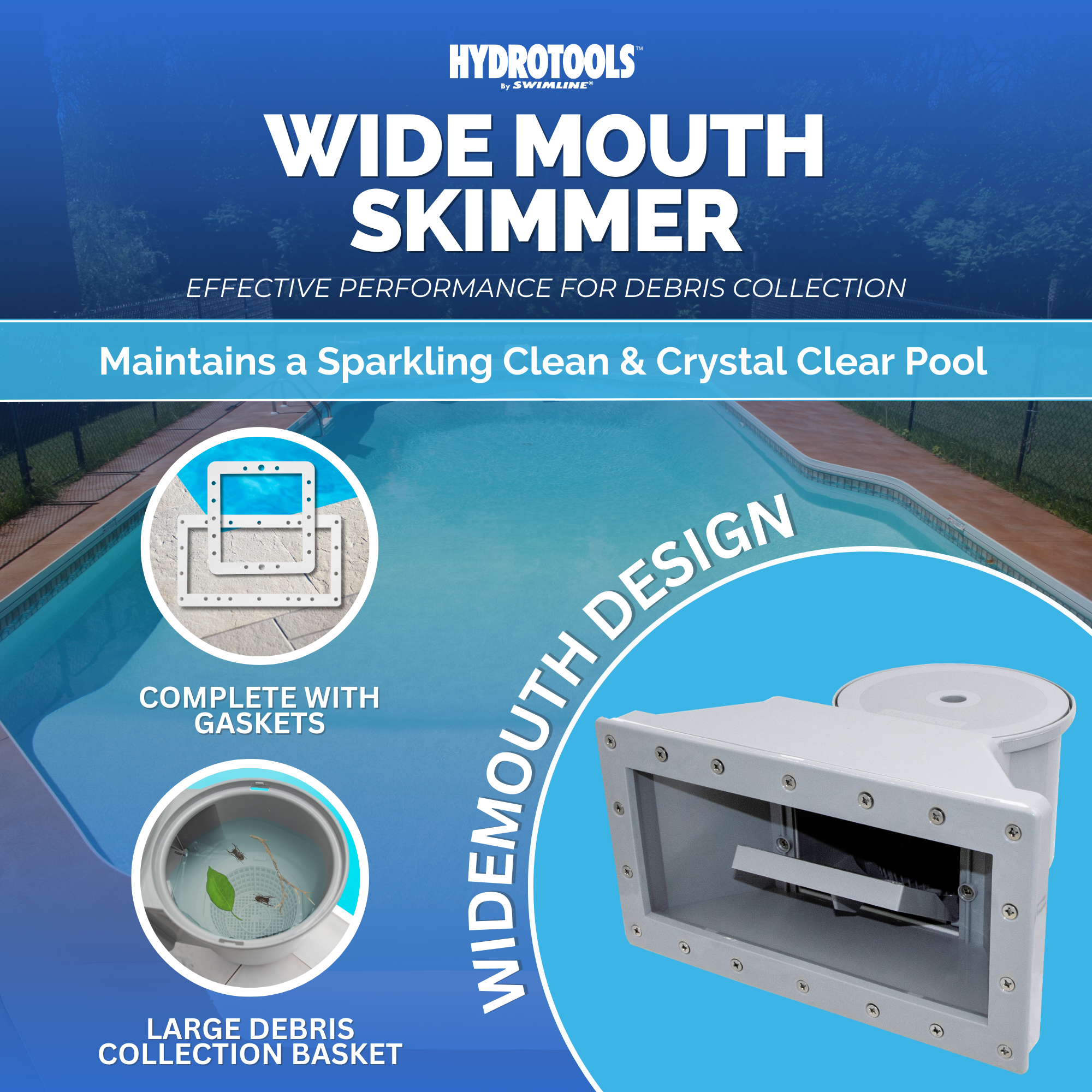 Wide Mouth Thru-Wall Pool Skimmers | White, Grey, Pre-Assembled & Water-Leveling