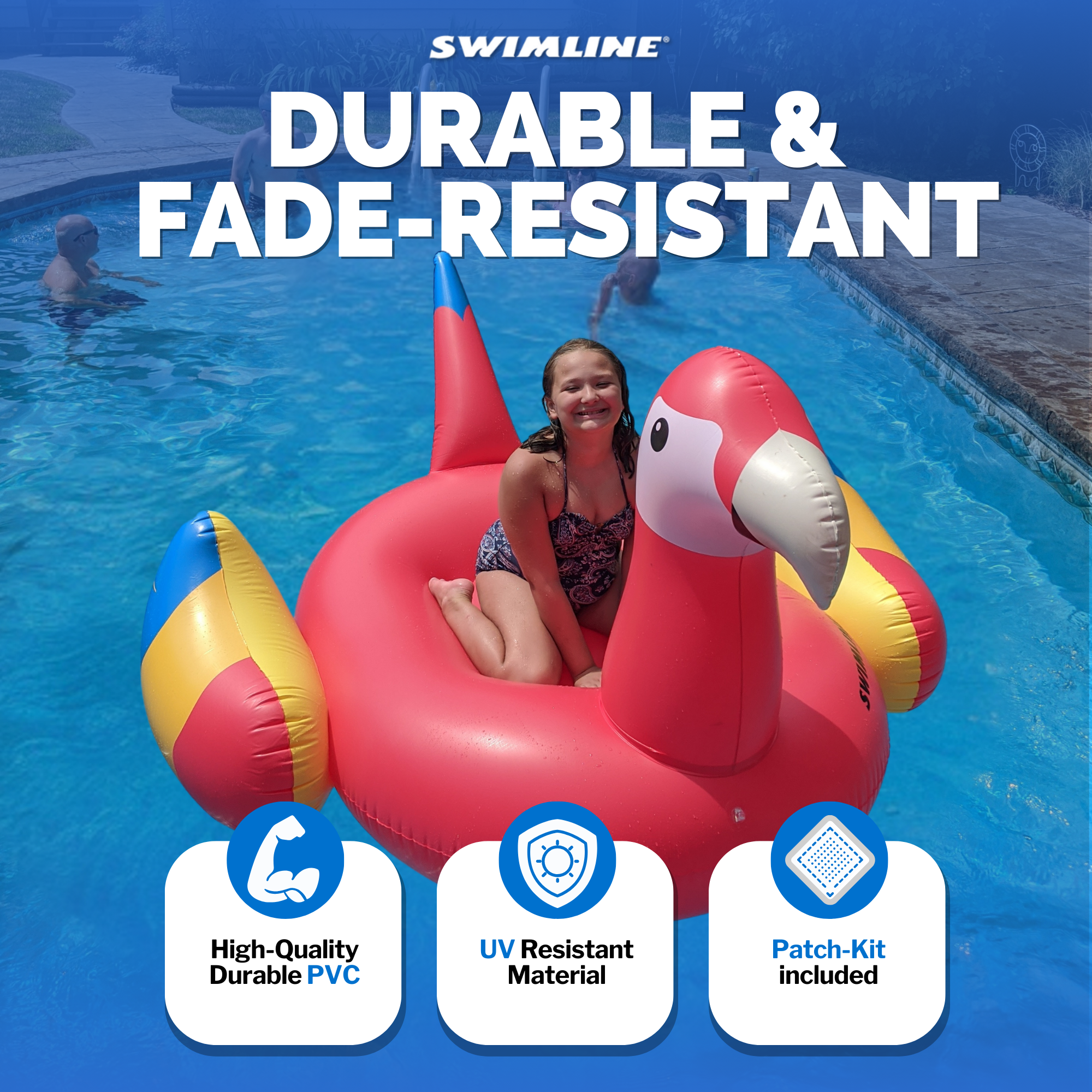 Giant Parrot Pool Float | Ride-On | 1-3 Riders | Stable Design