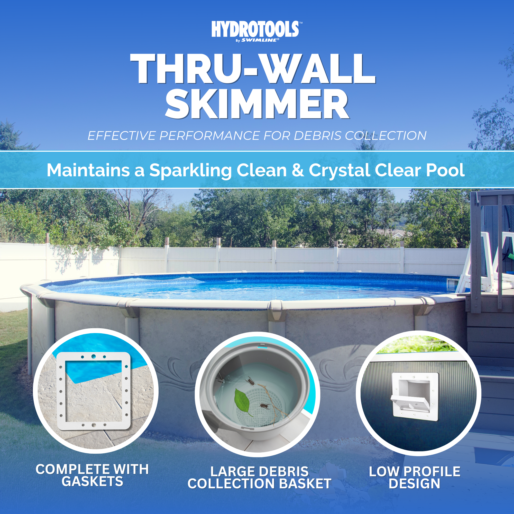 Hydrotools Standard Thru-Wall Pool Skimmer - Side View