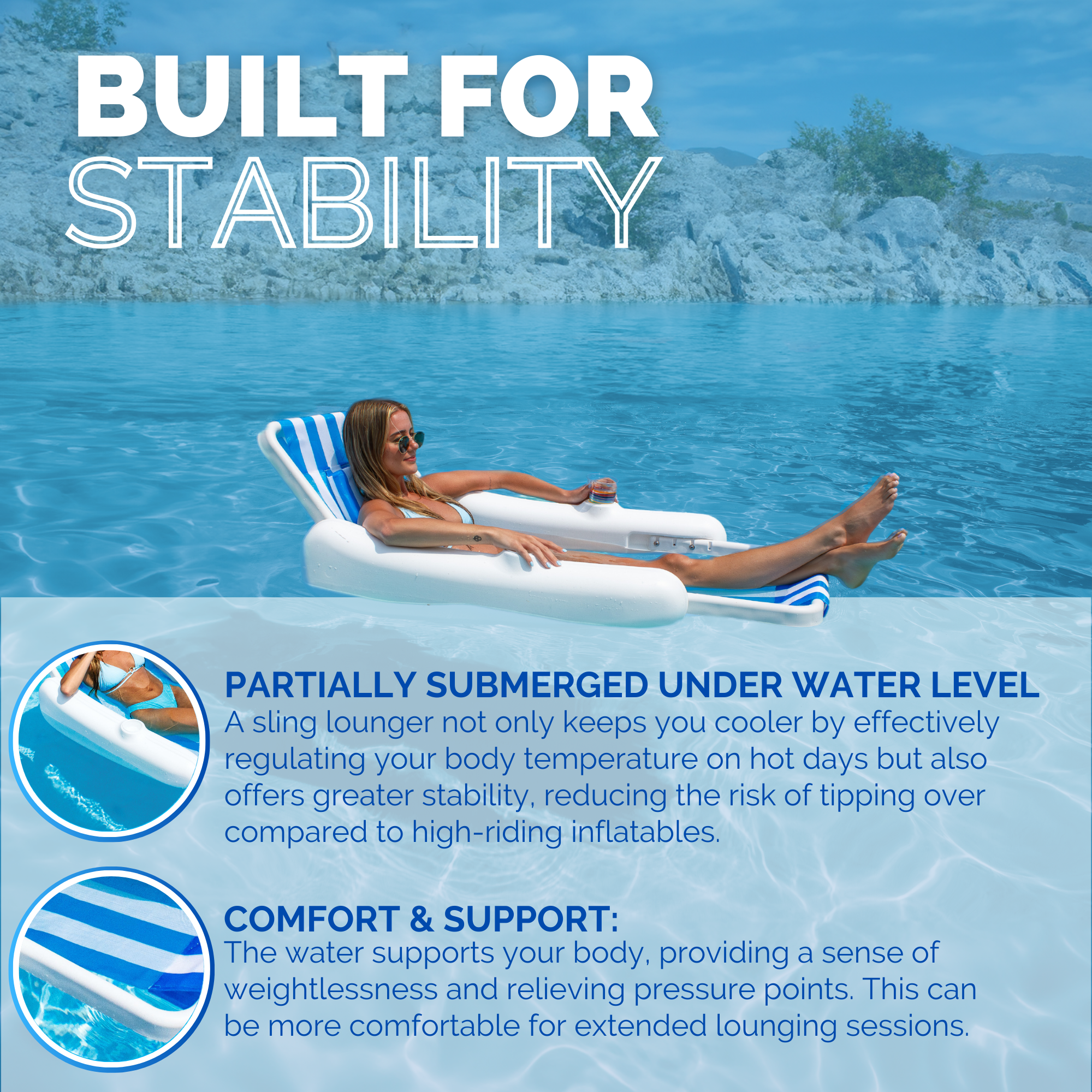 SunChaser Pool Lounger - Cupholder Detail