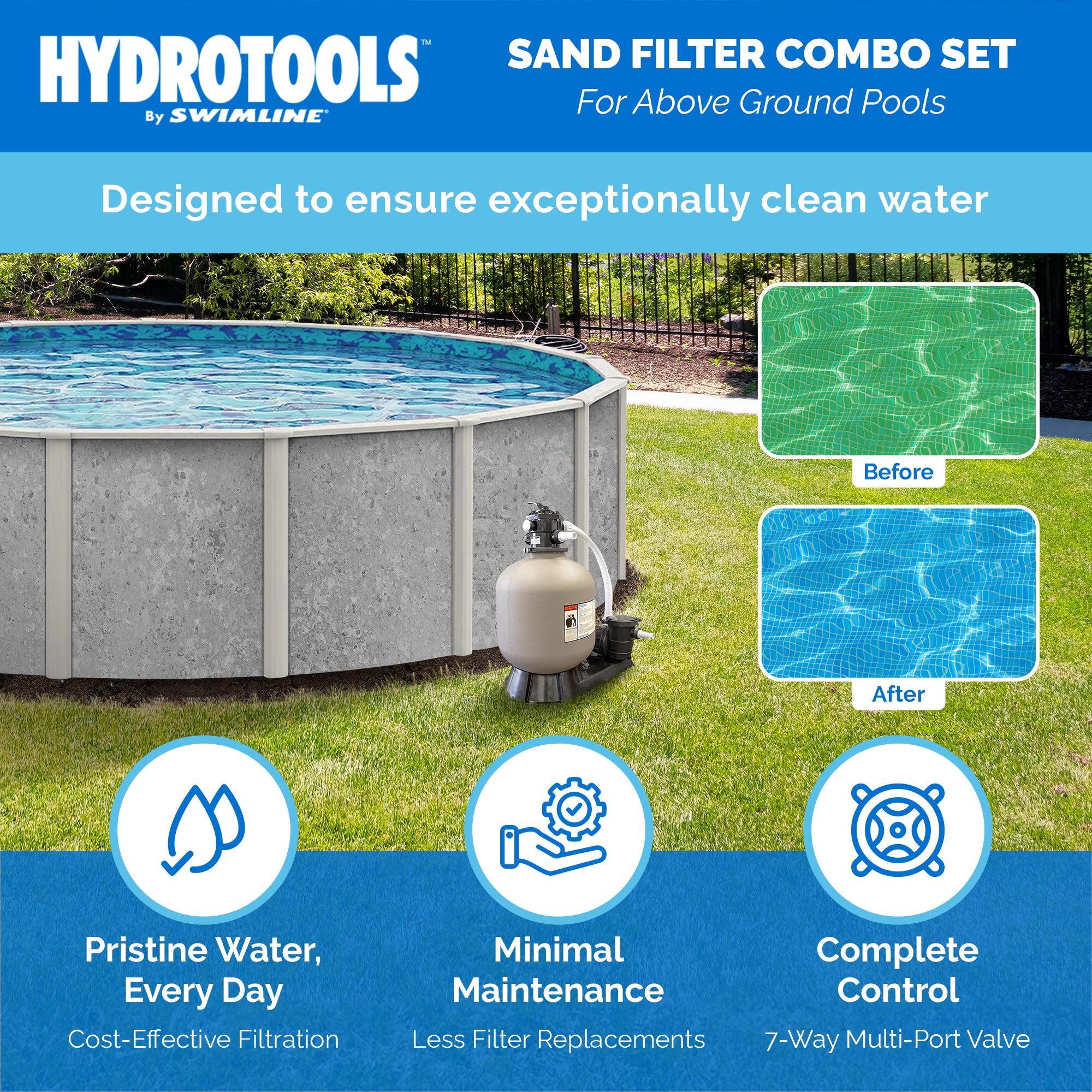 Sand Filter Tanks with Base & Valve | 16–22 Inch