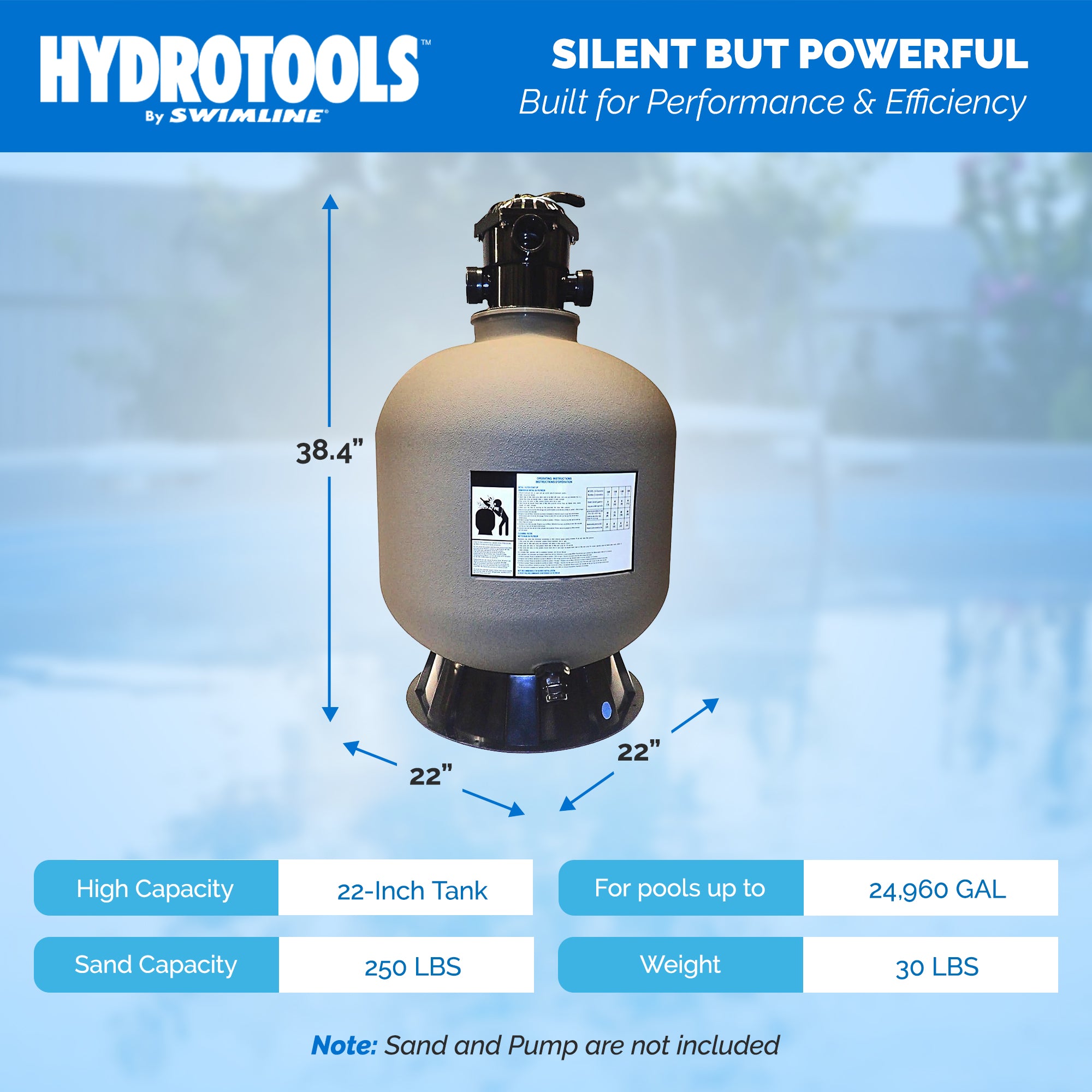 Sand Filter Tanks with Base & Valve | 16–22 Inch
