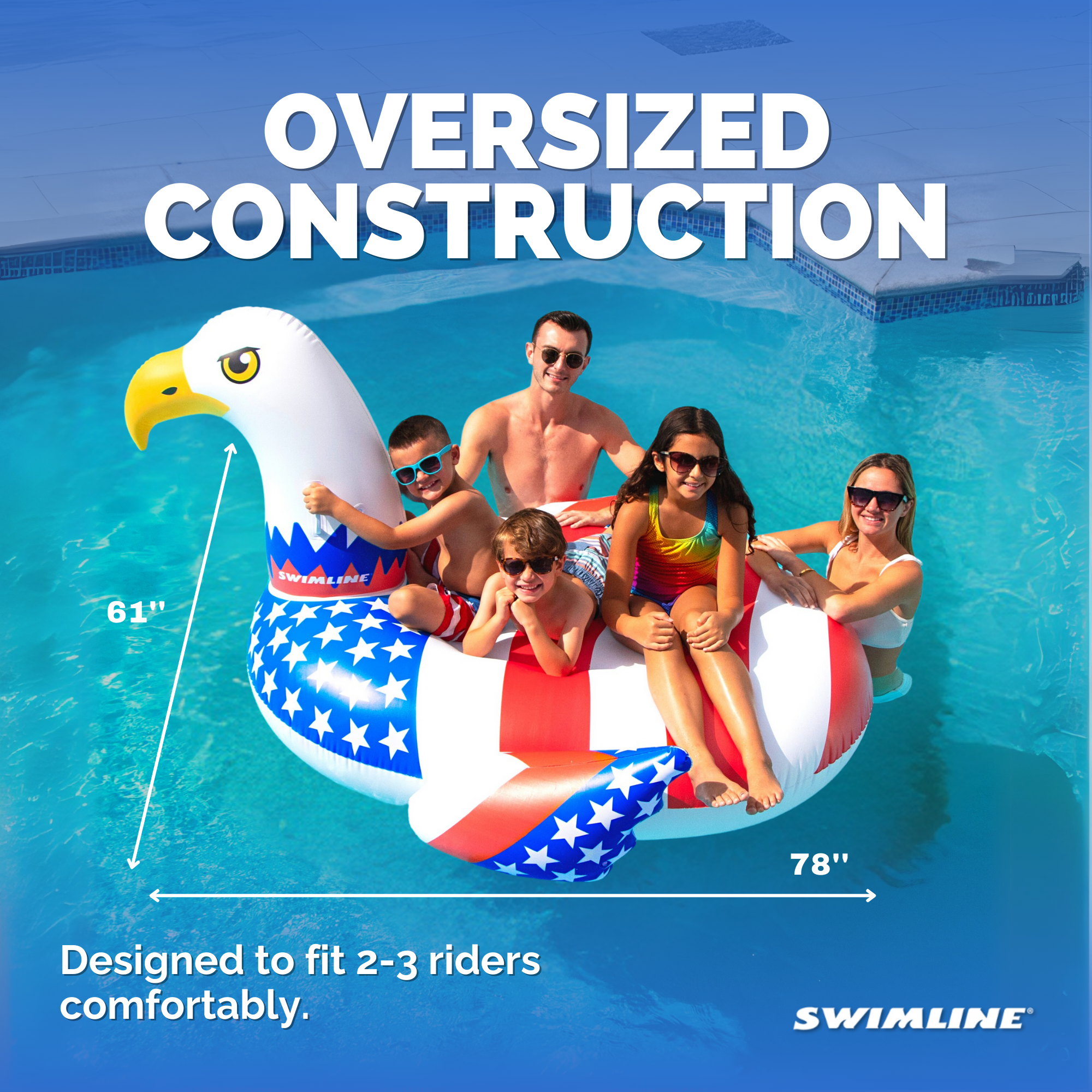 Patriotic Americana Eagle Float | 78" x 61" | Oversized Lounger