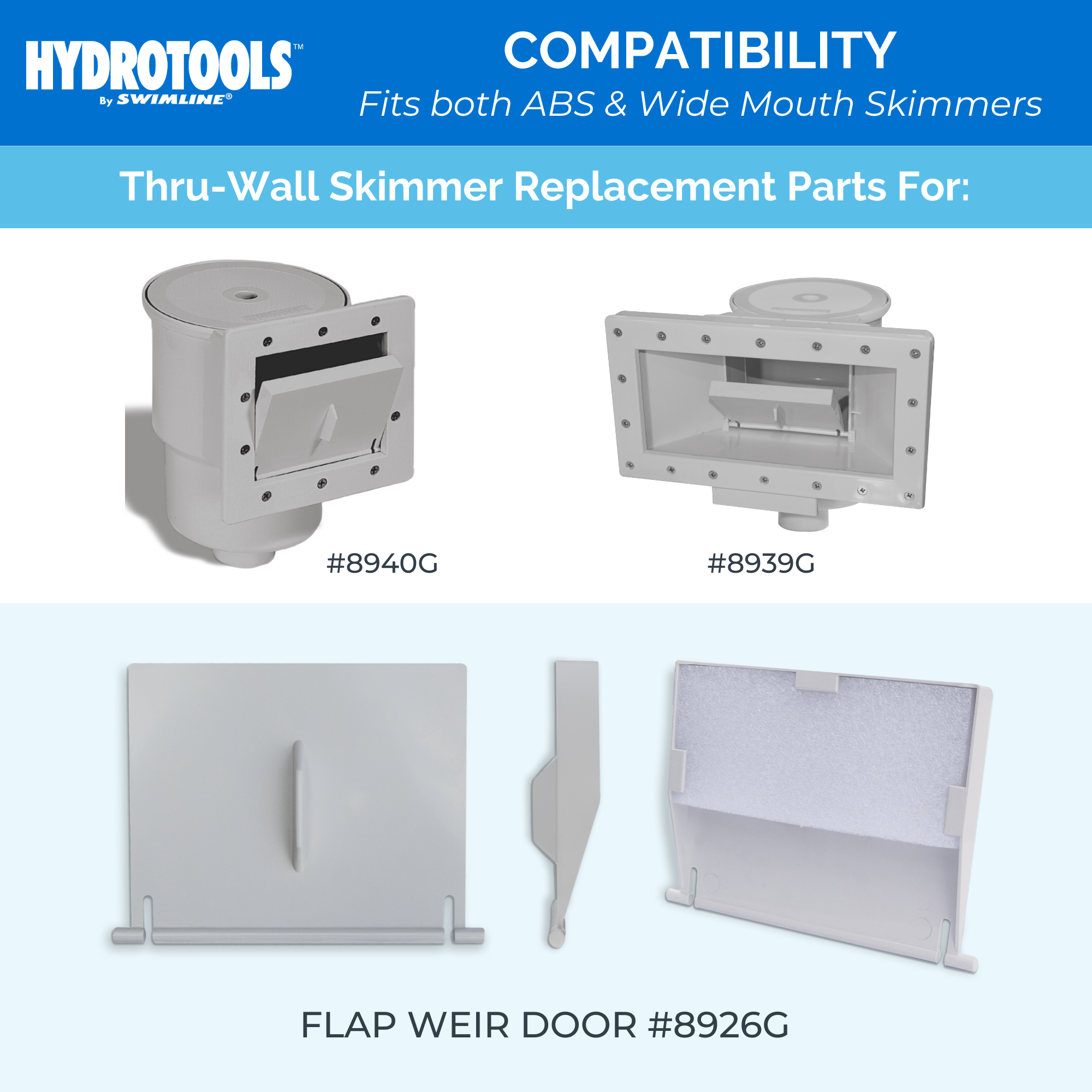 Pool Skimmer Replacement Weir | Grey | Debris Door Flap