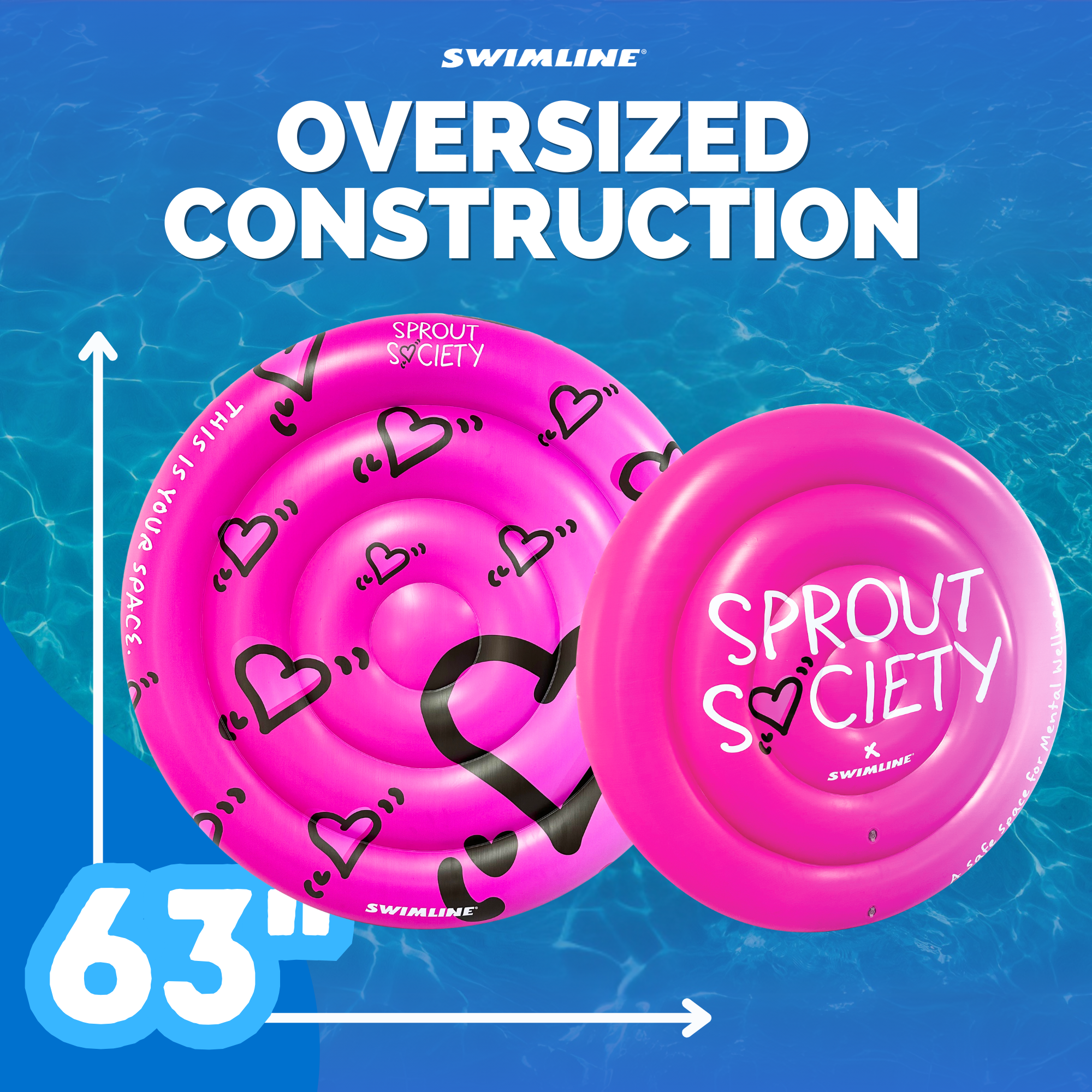 Sprout Society Heart Island Pool Float | Blue & Pink