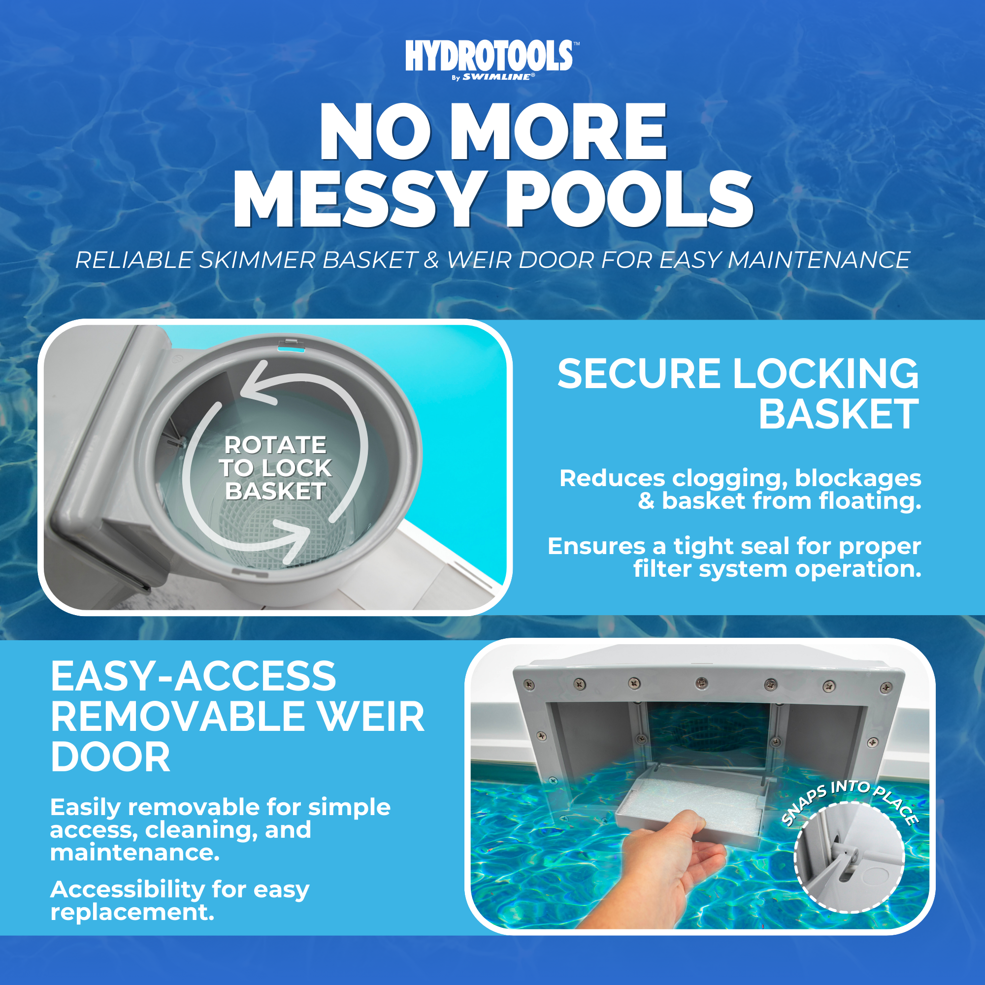 Wide Mouth Thru-Wall Pool Skimmers | White, Grey, Pre-Assembled & Water-Leveling