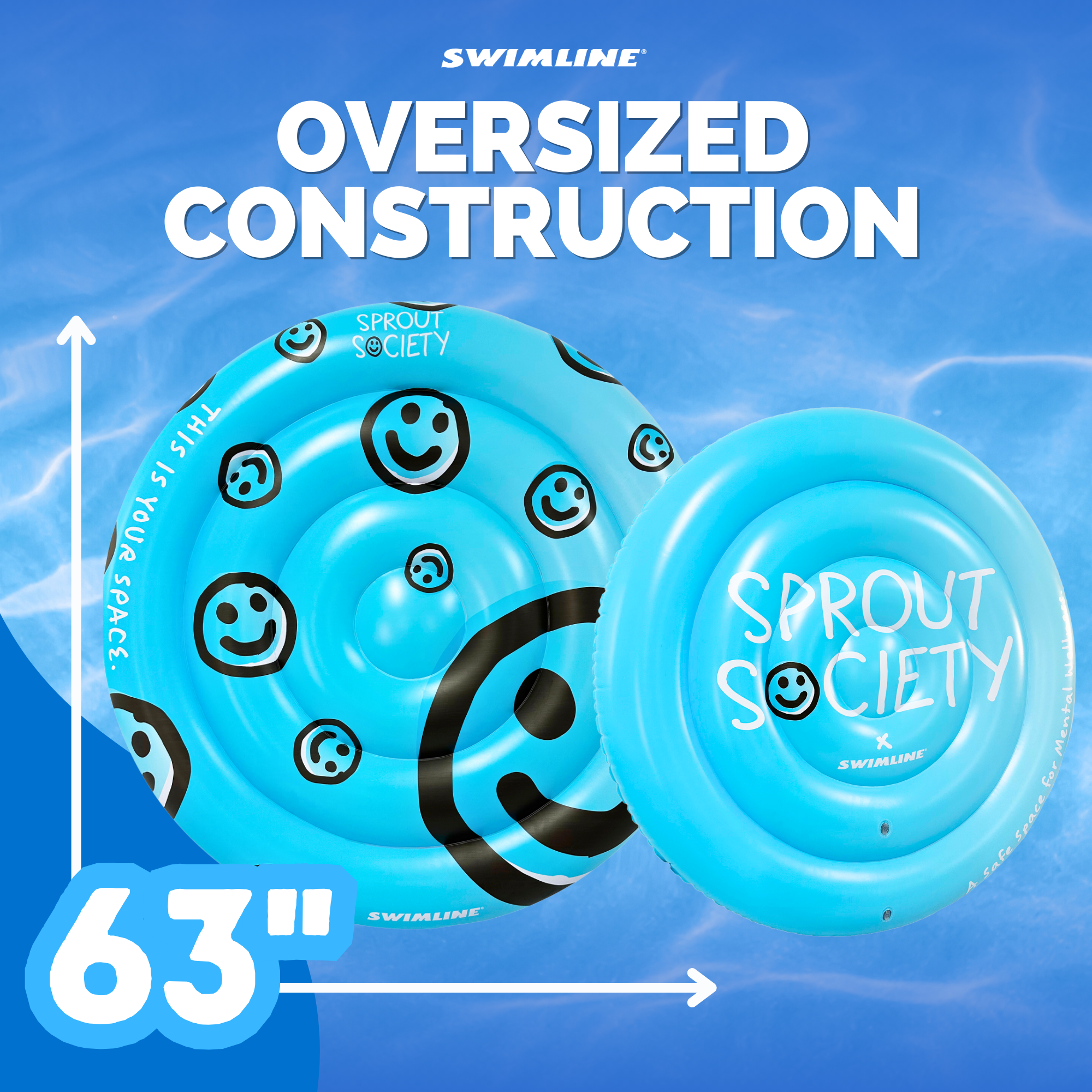 Sprout Society Heart Island Pool Float | Blue & Pink