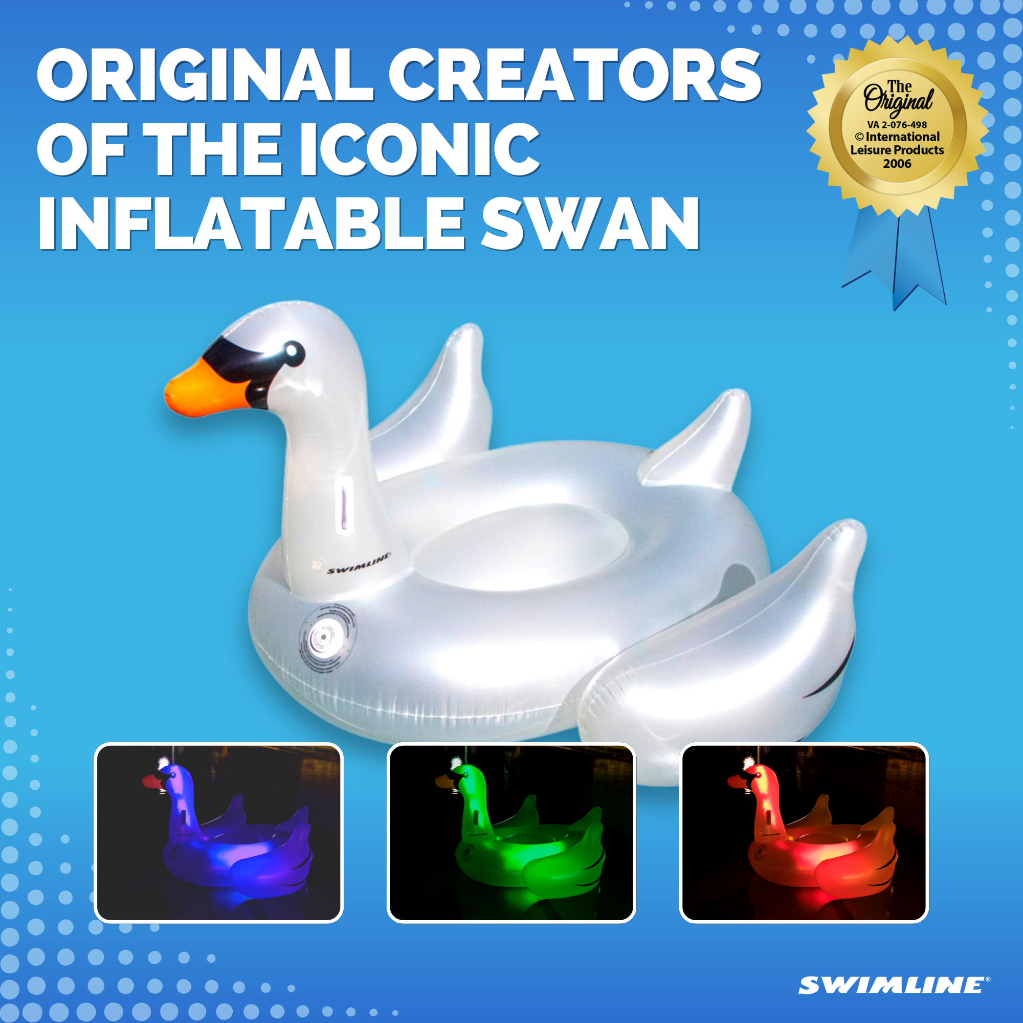LED Giant Inflatable Swan Float | Light-Up Ride-On | Stable Design