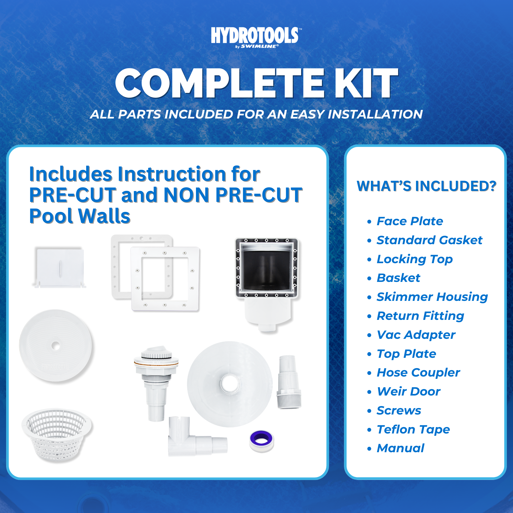 Hydrotools Standard Thru-Wall Pool Skimmer - Installed View