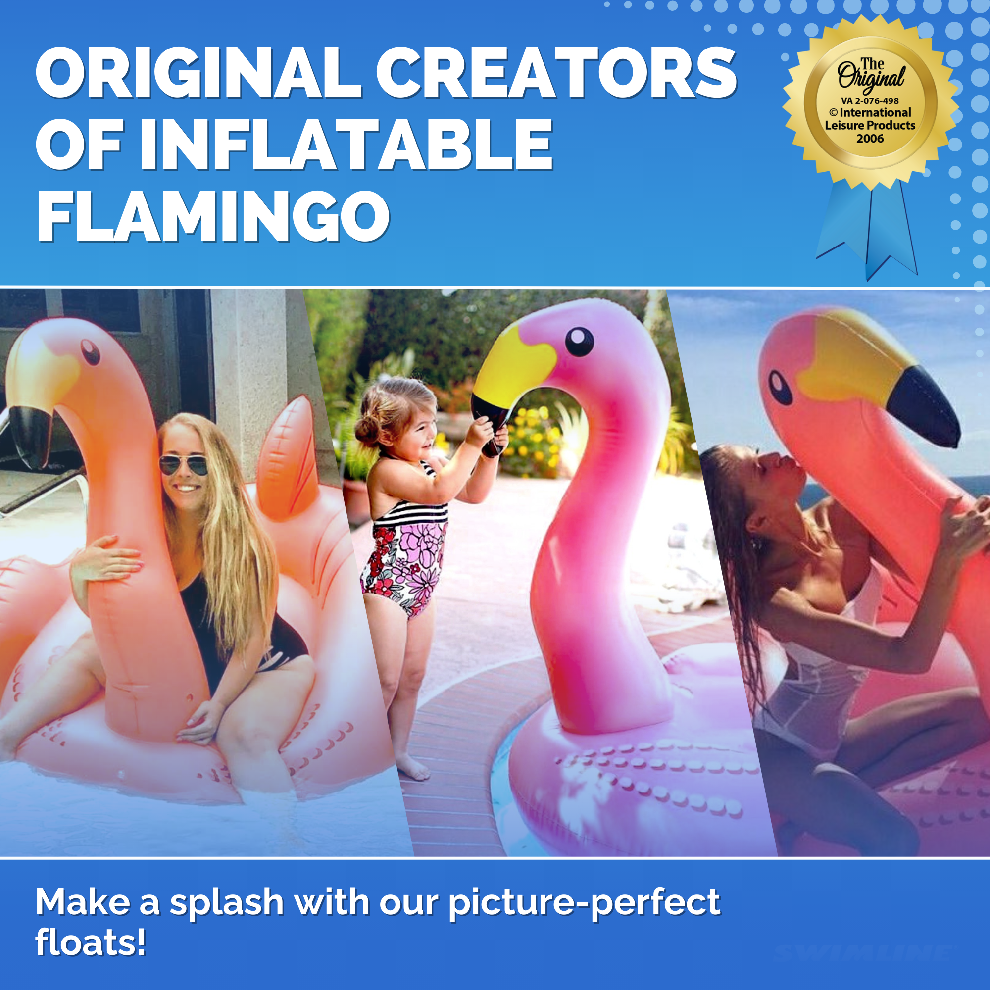Swimline giant flamingo float original creators of inflatable flamingo lifestyle graphic with people