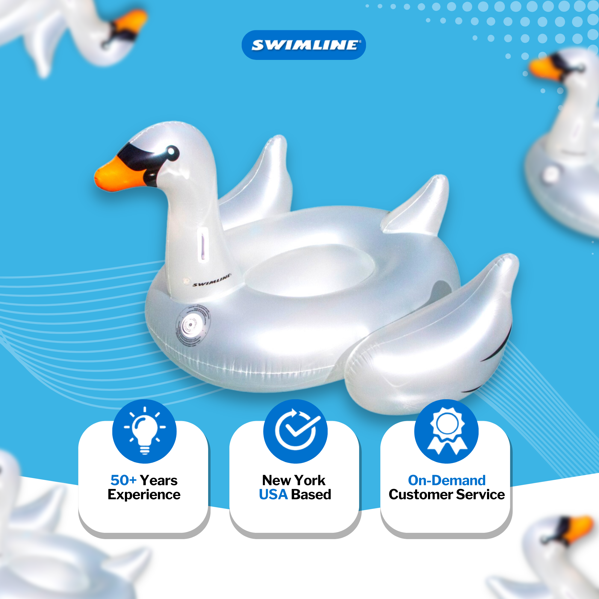 LED Giant Inflatable Swan Float | Light-Up Ride-On | Stable Design