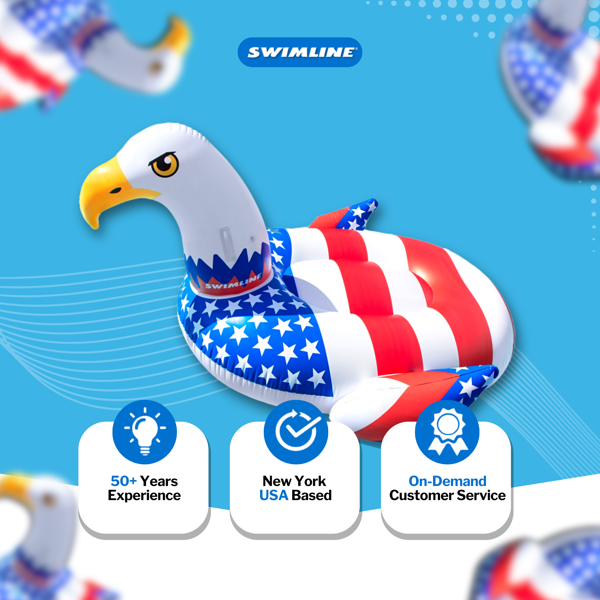 Patriotic Americana Eagle Float | 78" x 61" | Oversized Lounger
