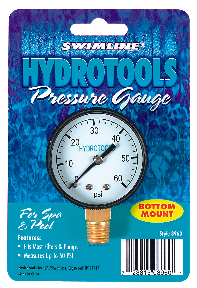 Swimline Pool Filter Pressure Gauge 0-60 PSI Bottom Mount | 8962