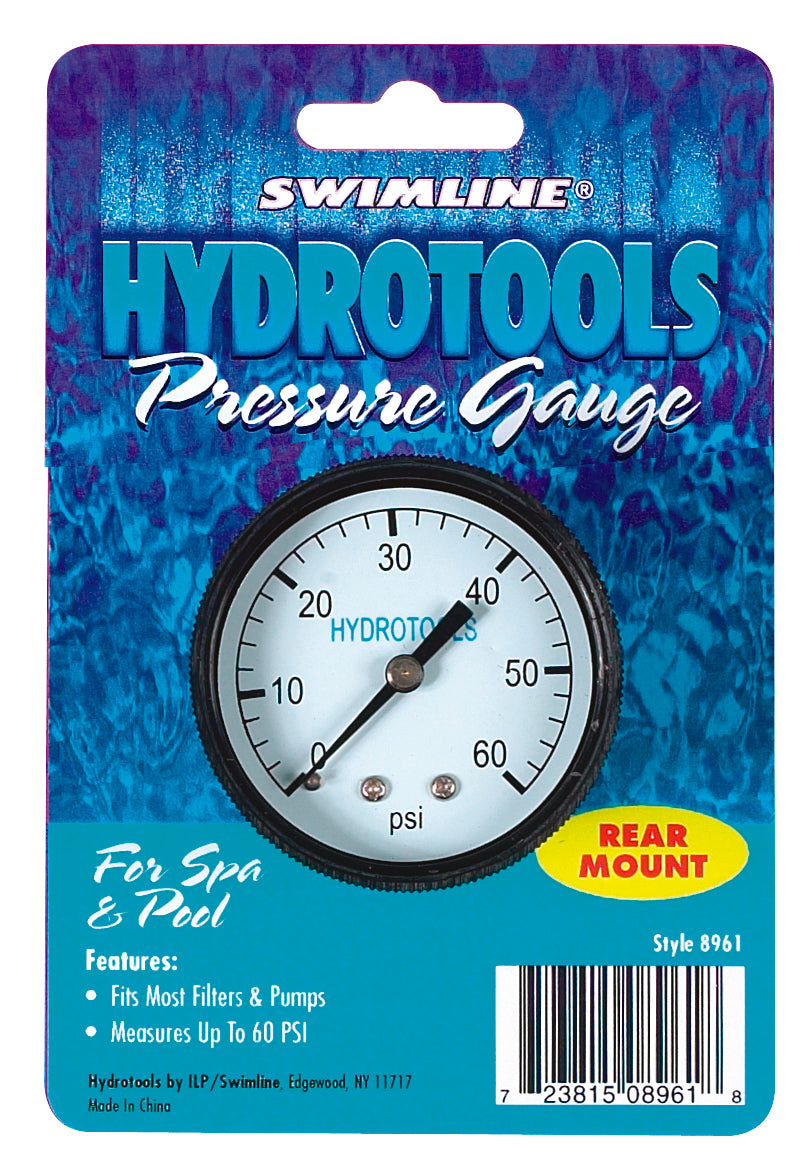 Swimline Pool Filter Pressure Gauge 0-60 PSI Rear Mount Packaged | 8963