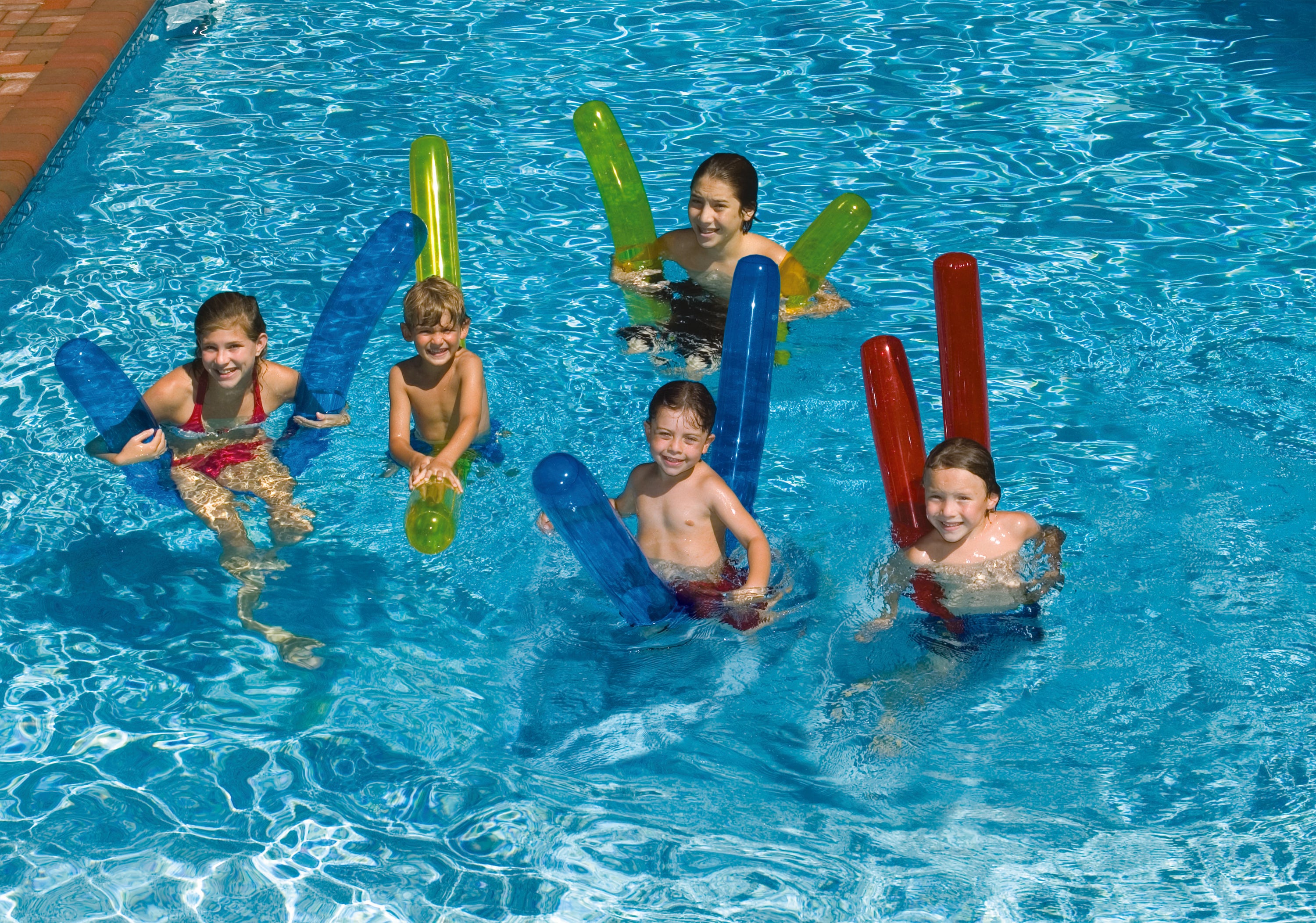 Doodles Inflatable Pool Noodles | 6-Pack | 72" Long | 3 Straight + 3 Curly