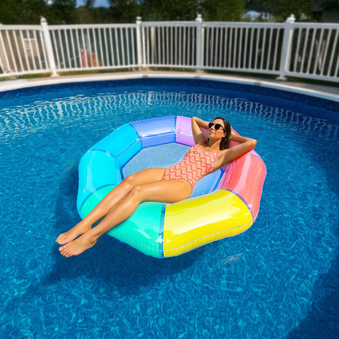 58 Inch Octa-Mesh Pool Lounger | Stay-Cool Mesh Center | Premium Float
