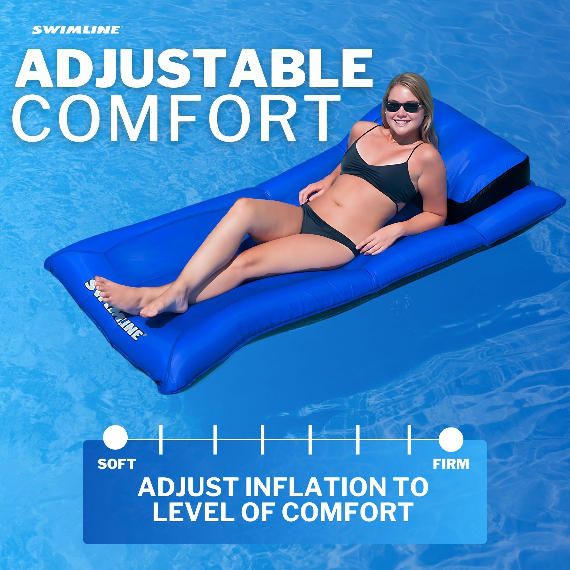 Fabric Covered Pool Air Mattress | Soft Quick-Dry Cover | Inflatable Headrest