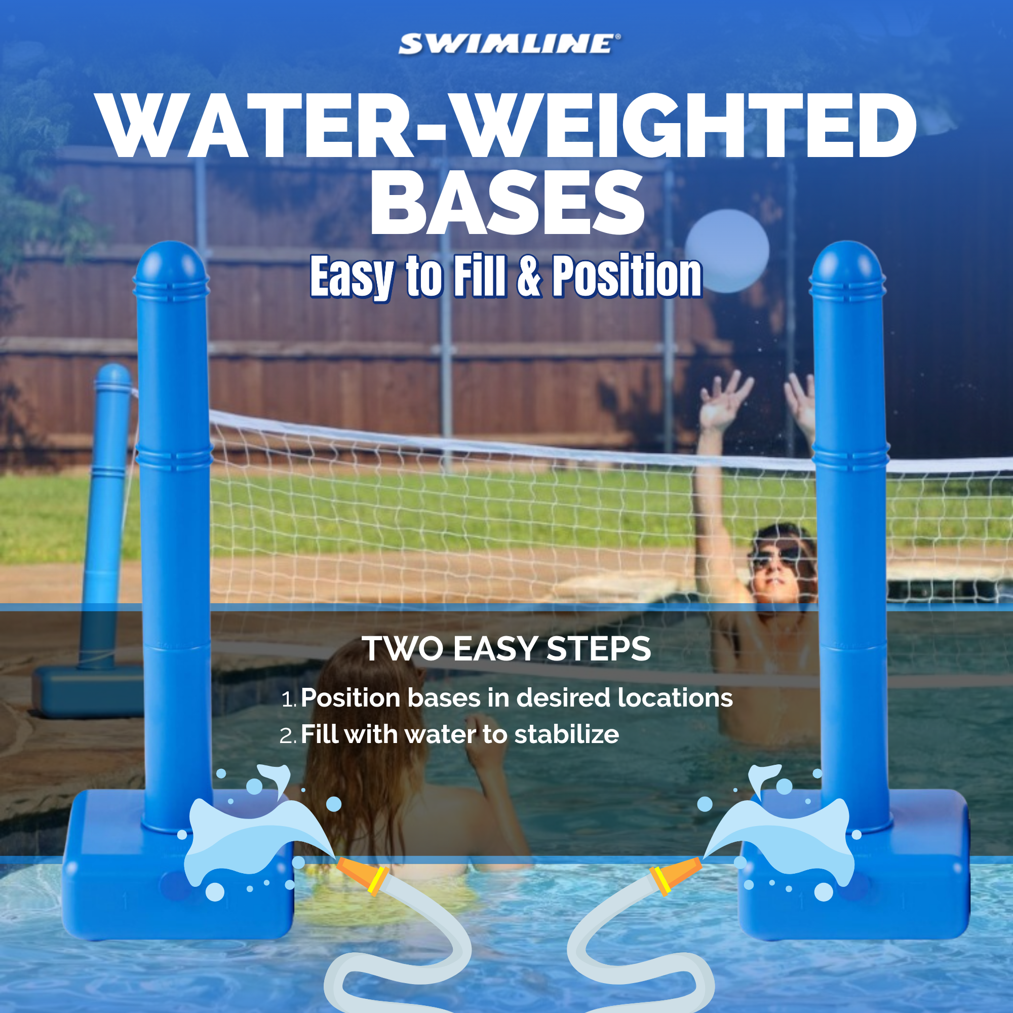 Pool Volleyball Game | For Inground Pools | Adjustable Net Up to 20 Feet