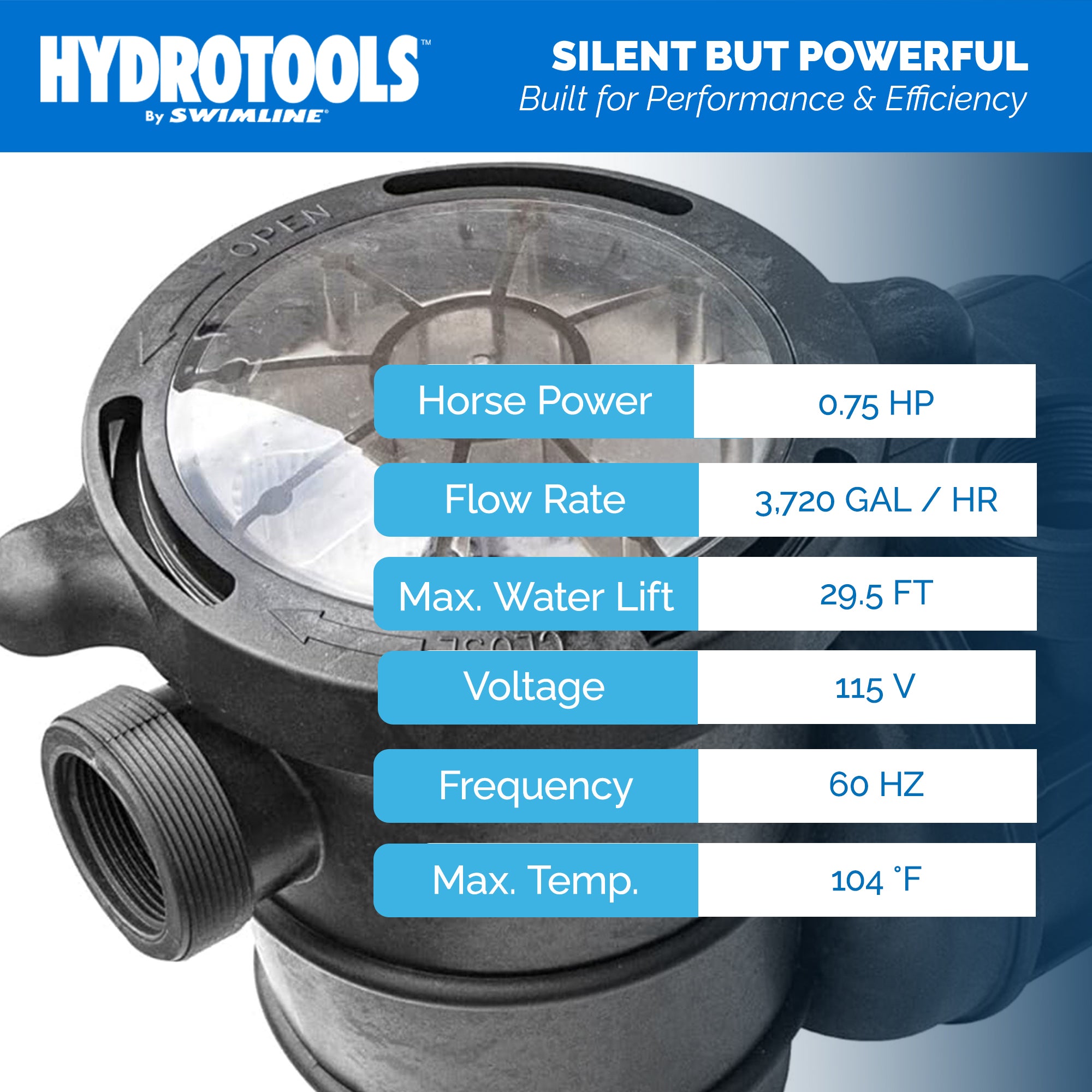 Hydro-Flo Above Ground Pool Pumps | 0.75 HP | Single Speed | Vertical or Horizontal