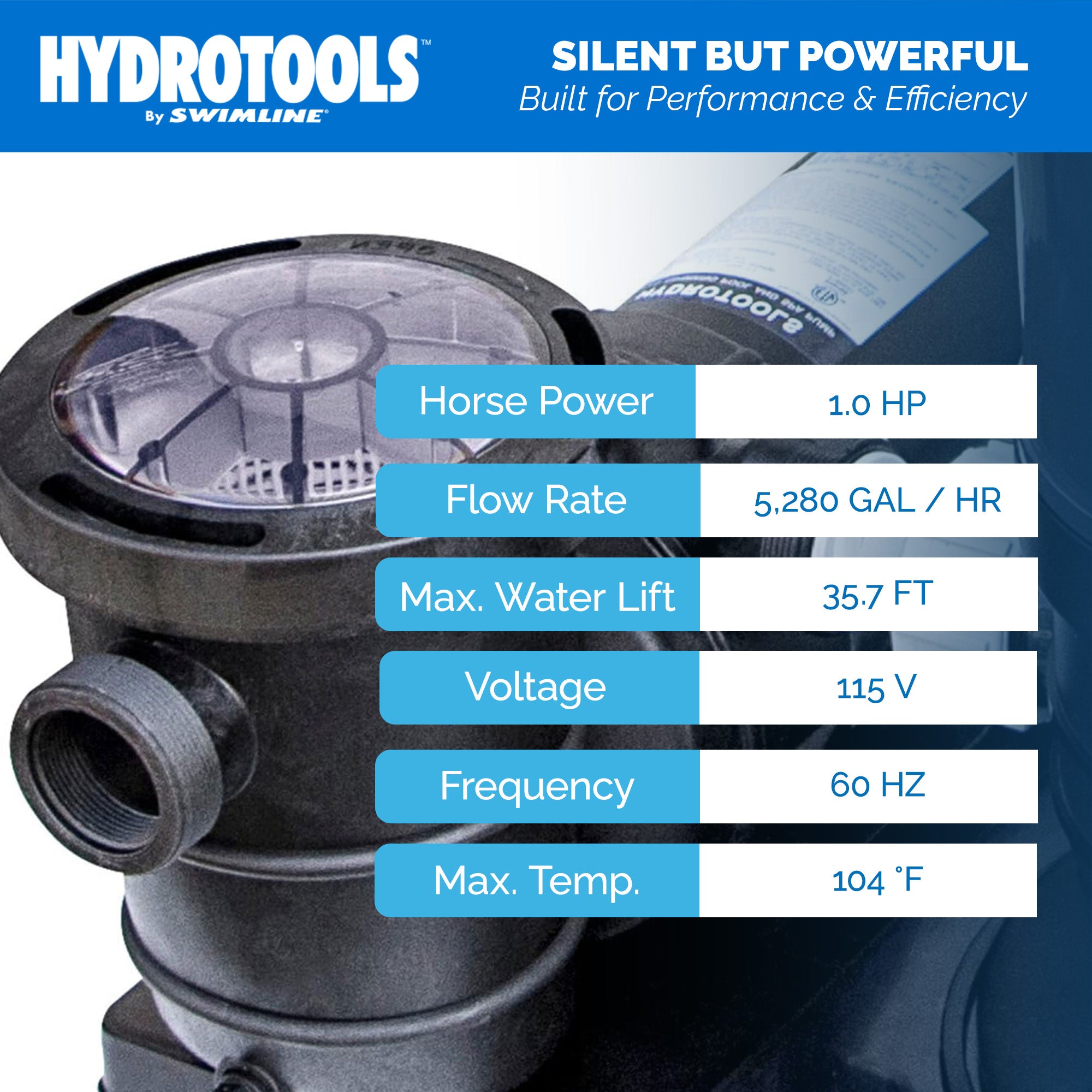 Hydro-Flo Above Ground Pool Pumps | 1 HP | Single Speed | Vertical or Horizontal