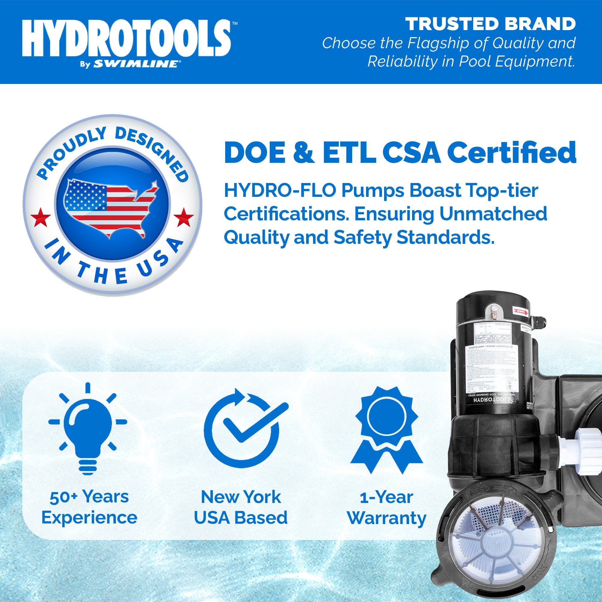 Hydro-Flo Above Ground Pool Pumps | 1 HP | Single Speed | Vertical or Horizontal