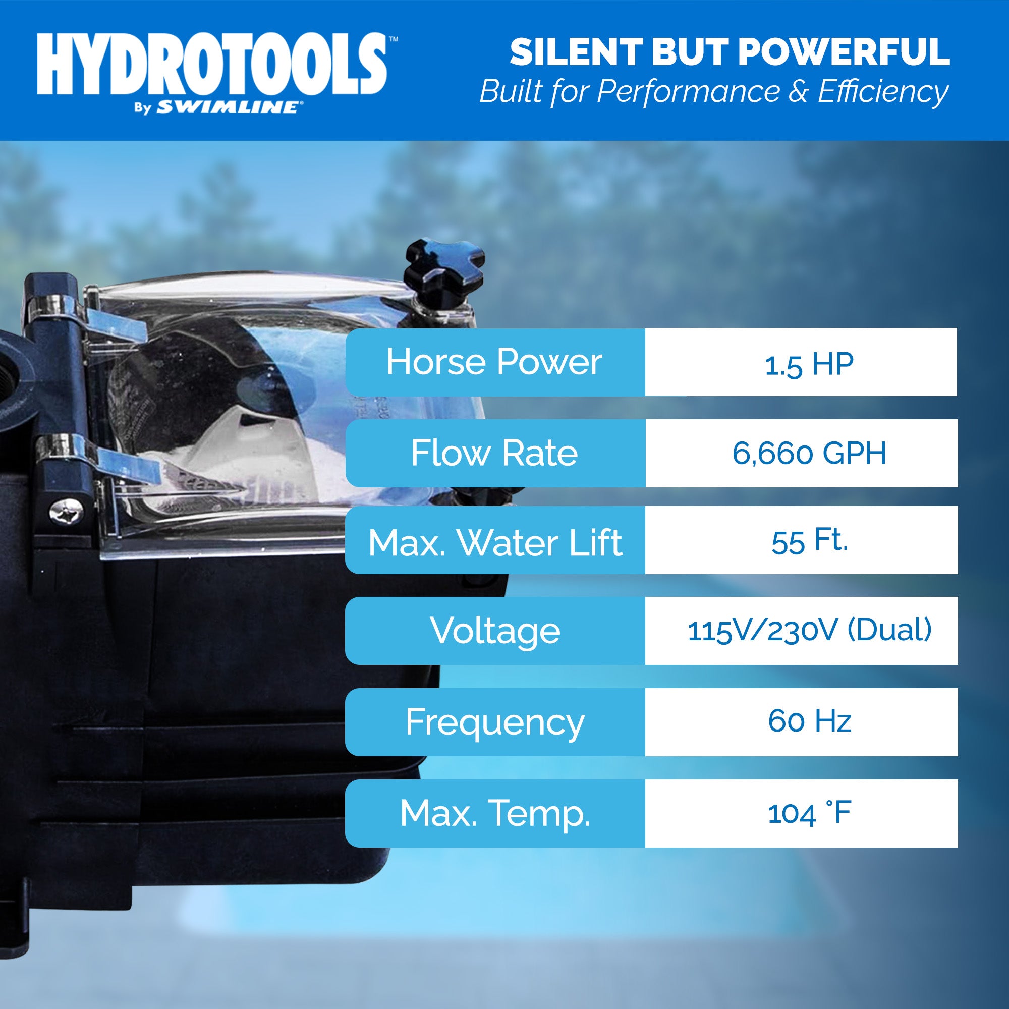 Hydro-Flo Super Inground Pool Pumps | 1.5 HP | Single Speed