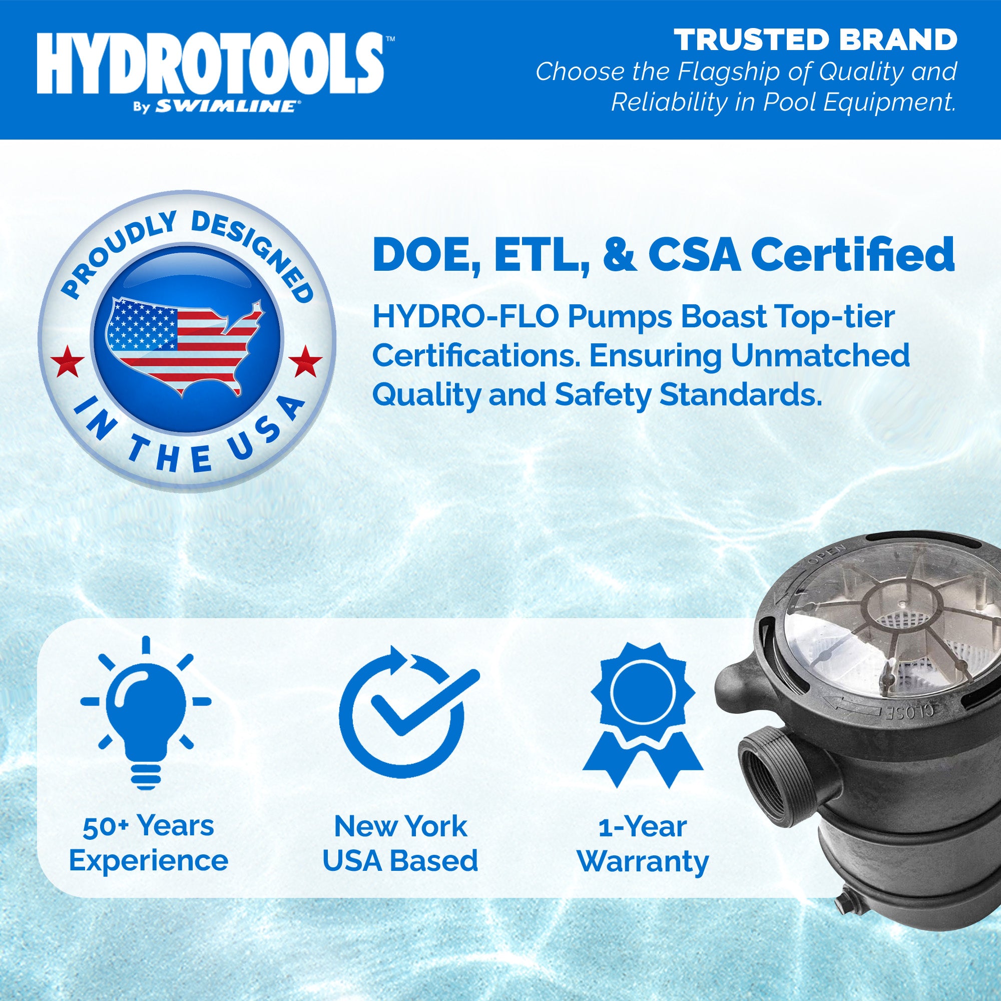 Hydro-Flo Above Ground Pool Pumps | 1.5 HP | Single Speed | Vertical or Horizontal