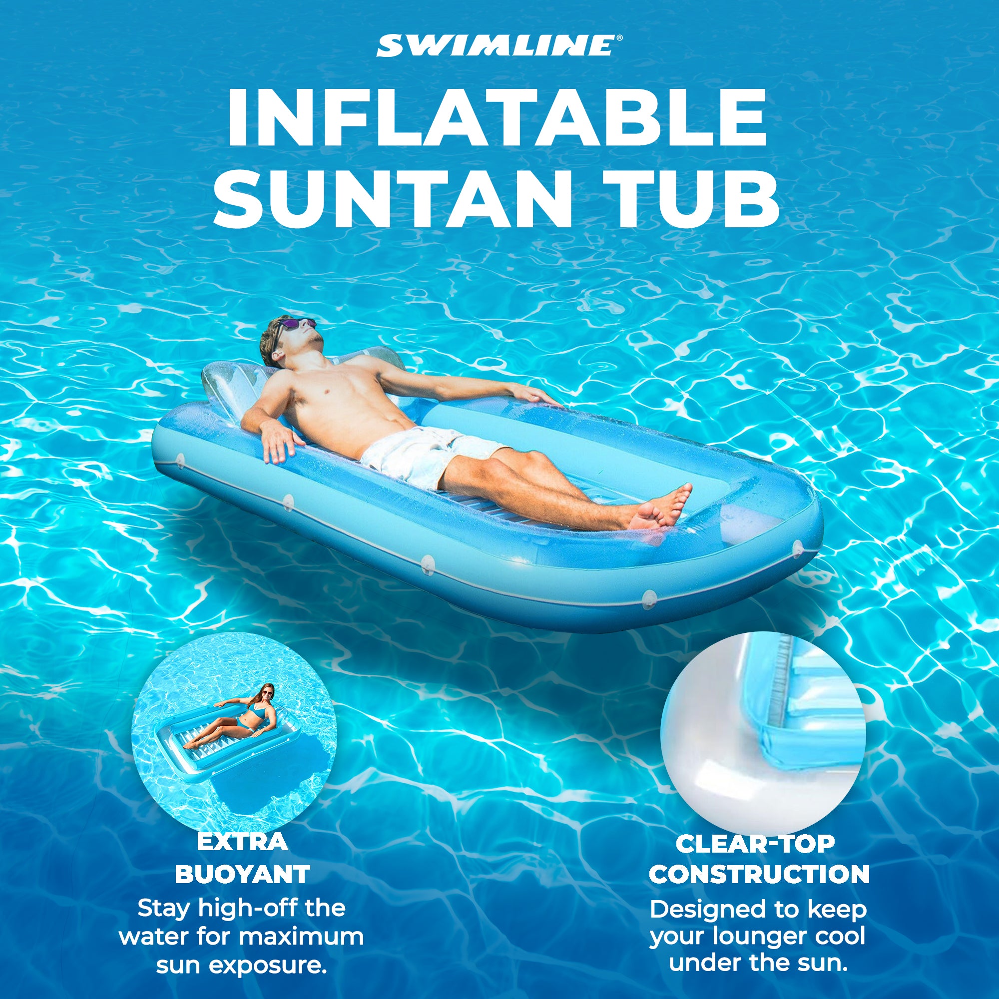 Suntan Tub Inflatable Pool Loungers | Multiple Colors & Styles