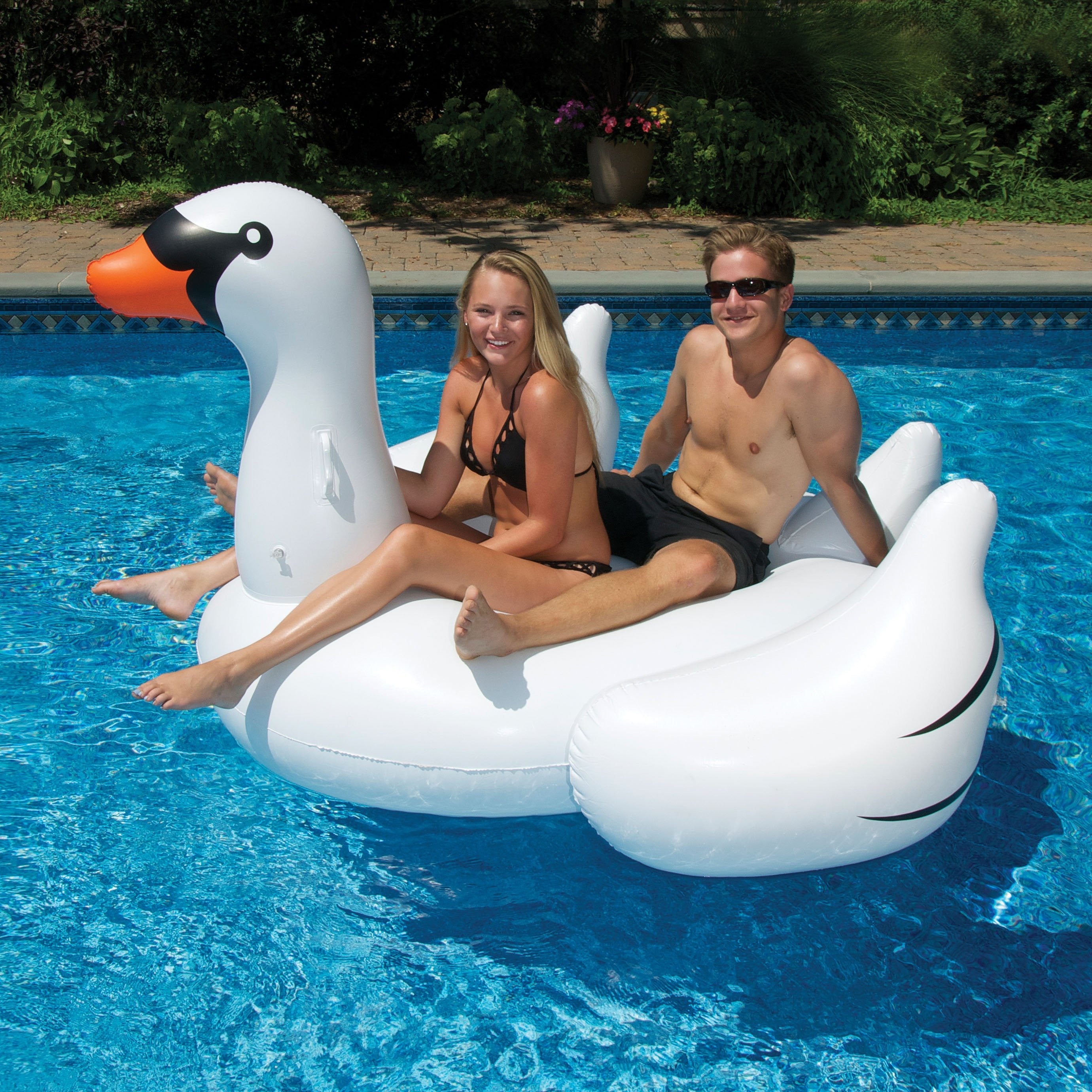 Giant Inflatable Swan Float | Ride-On Lounger | Stable Design