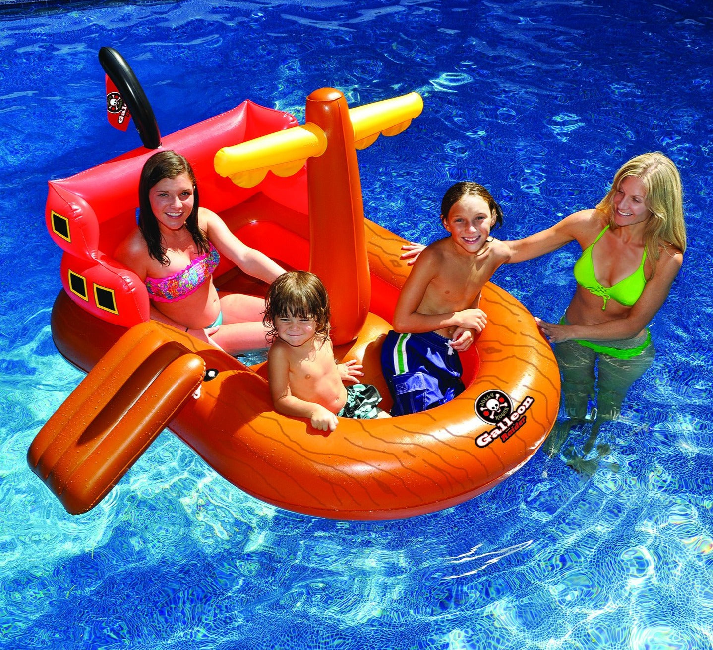Galleon Raider Inflatable Pirate Ship Pool Float | 64" x 43" | Kids Ride-On
