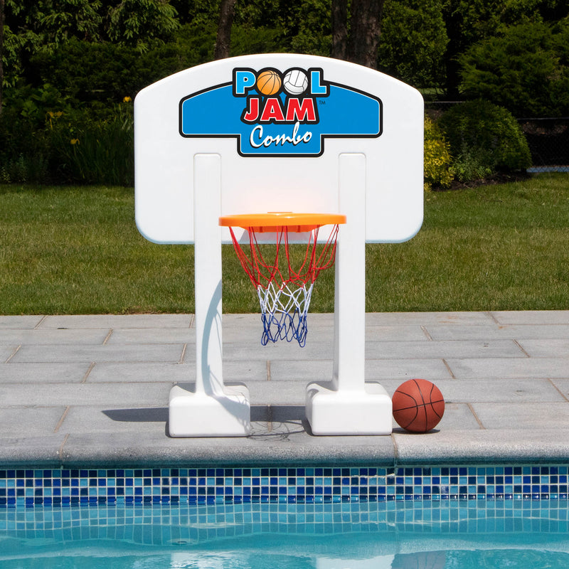 PoolJam Inground Pool Basketball & Volleyball Game Combo