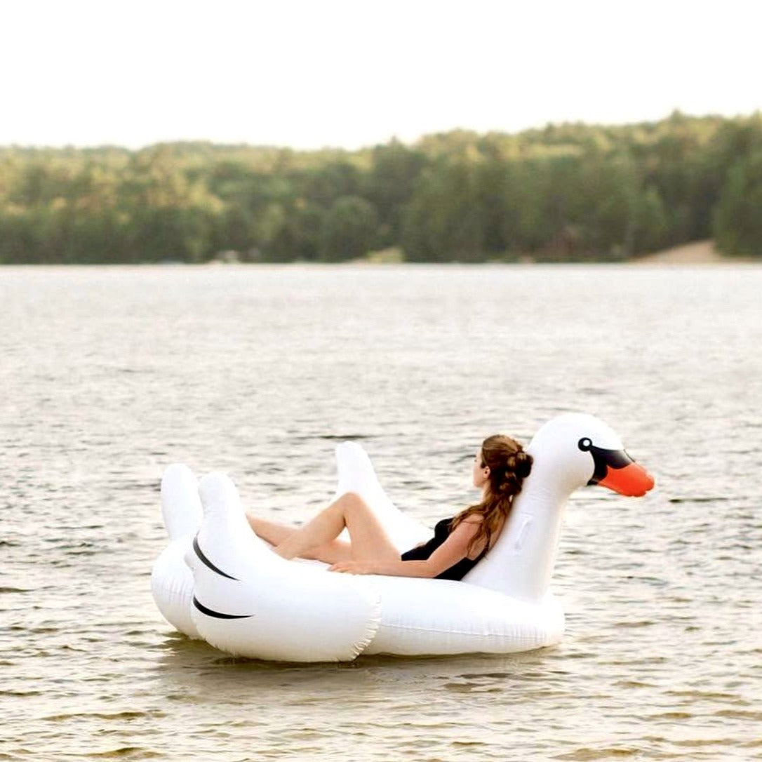 Giant Inflatable Swan Float | Ride-On Lounger | Stable Design